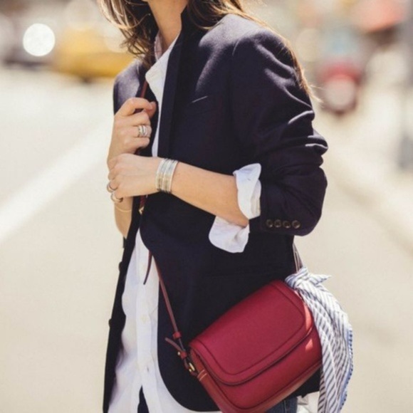 J CREW SIGNET LEATHER CROSSBODY BAG VIVID BURGUNDY - Picture 4 of 14